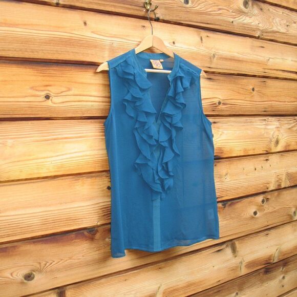 Tory Burch Teal Silk Blouse Top - Picture 3 of 7